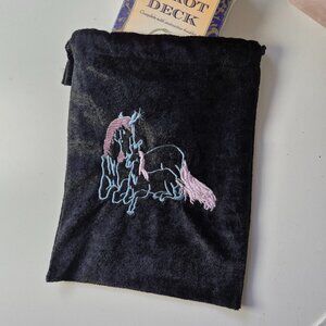 Pink and Blue Unicorn Velvet Tarot, Gemstone or Oracle Bag